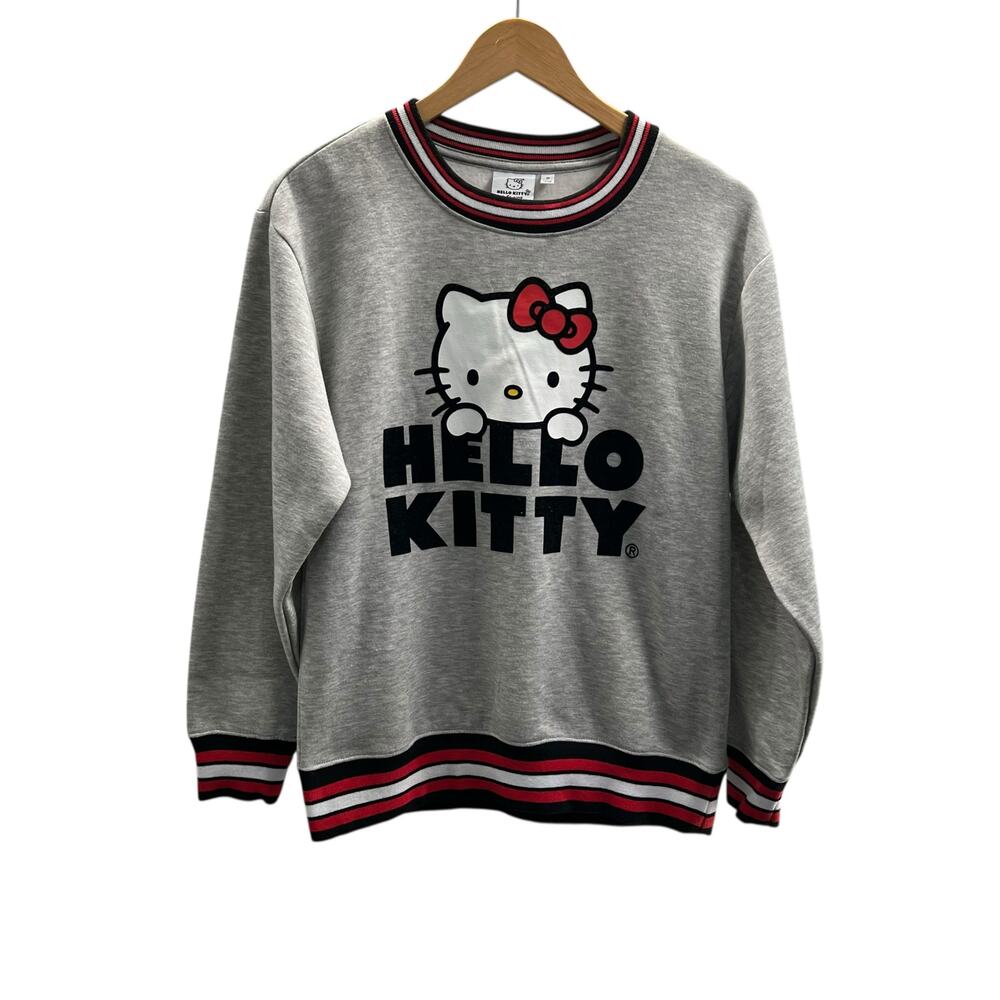 Sanrio Hello Kitty Velvet Graphic Gray Sweatshirt Fits Small-Medium New w/tag